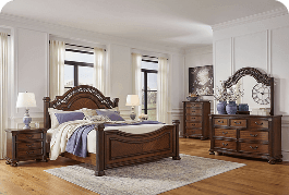 Lavinton Brown Queen Poster Bed Set