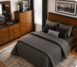 Dulac Black Two-Tone Queen Bed Set