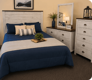 Orleans White Two-Tone Queen Bed Set